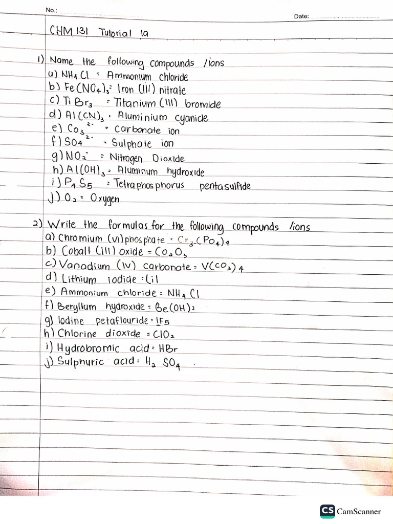 Chm131 Tutorial 1 A Pdf