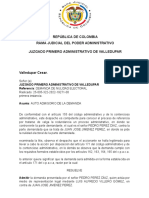 República de Colombia Rama Judicial Del Poder Administrativo Juzgado Primero Administrativo de Valledupar