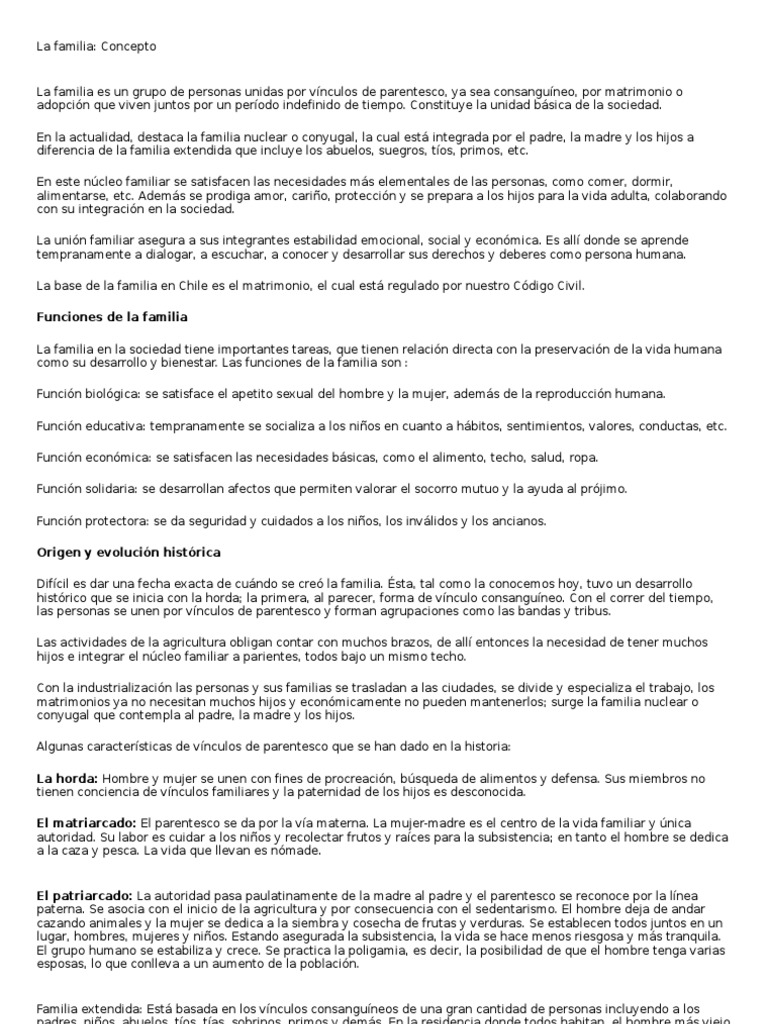 Tipos de familia y su evolución histórica | PDF | Parentesco | Familia