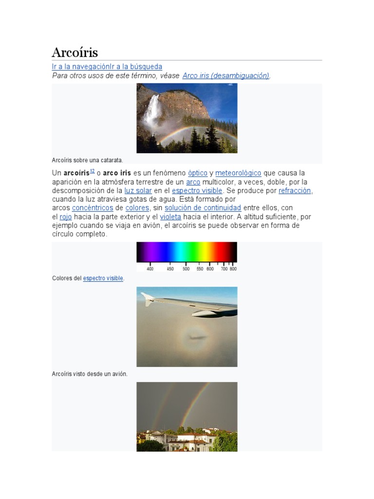 Arcoíris: para Otros Usos de Este Término, Véase | PDF | Arco iris | Ligero