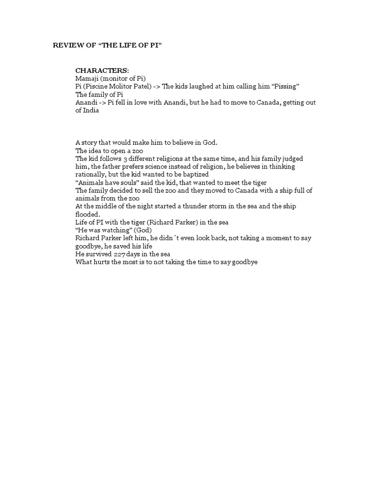 The Life Of Pi Pdf