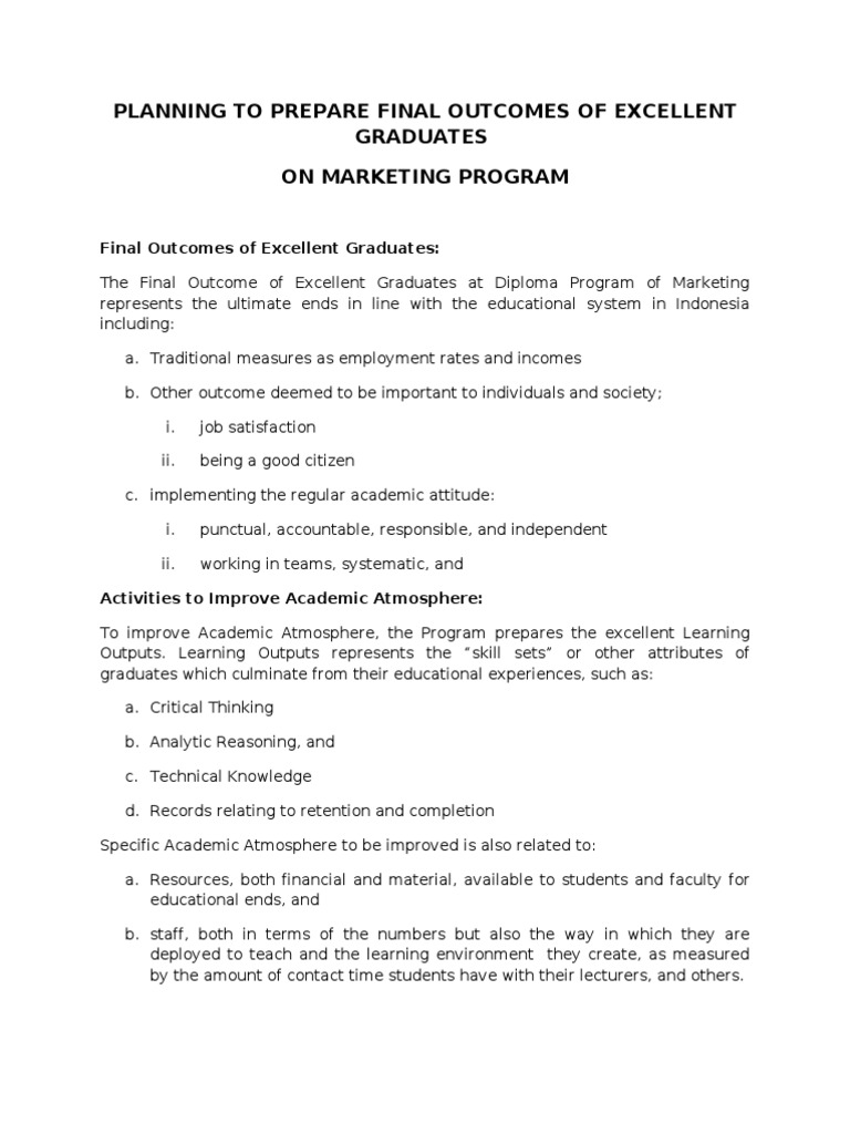 Final Outcomes for Marketing Graduates | PDF