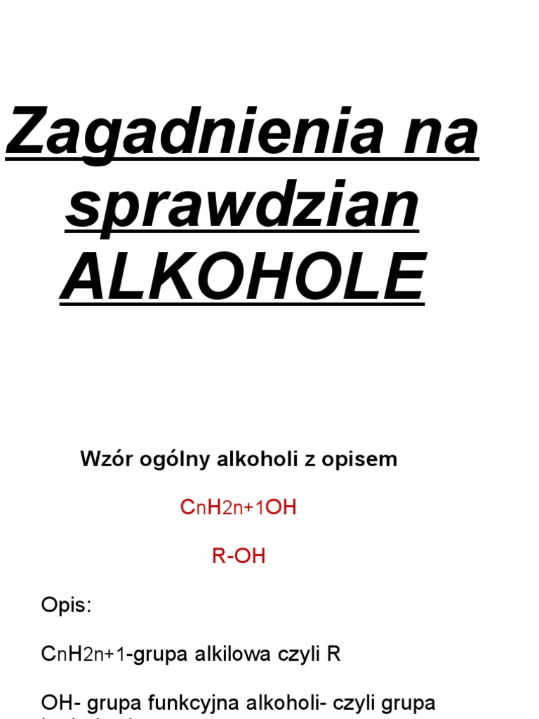 Chemia Klasa 8 Alkochole Alkohole Chemia | PDF