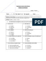 Evaluación Lectura Domiciliaria Amigos en El Bosque Nombre: - Curso: 2° Básico - Fecha: - / - /2022 Pje. Ideal: 42 Pts. Pje. Logrado: - Nota