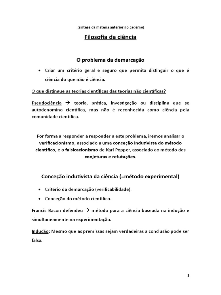 Demarcação na Filosofia da Ciência | PDF | Science | Falsificabilidade