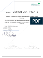 Completion Certificate CIVIL FOUNDATION OF METHANOL TANK