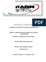 Desarrollo Comunitario: Legislación en Organismos de Apoyo y Sustentabilidad