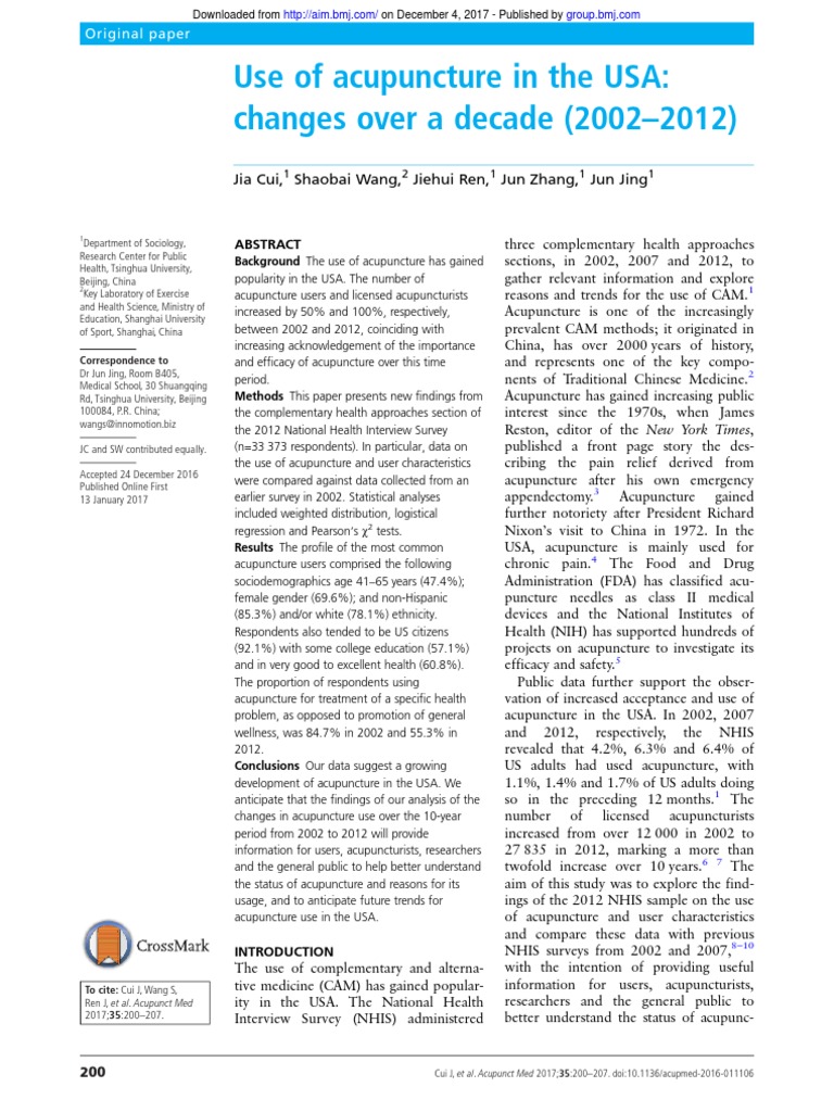 Use of acupuncture in the USA PDF