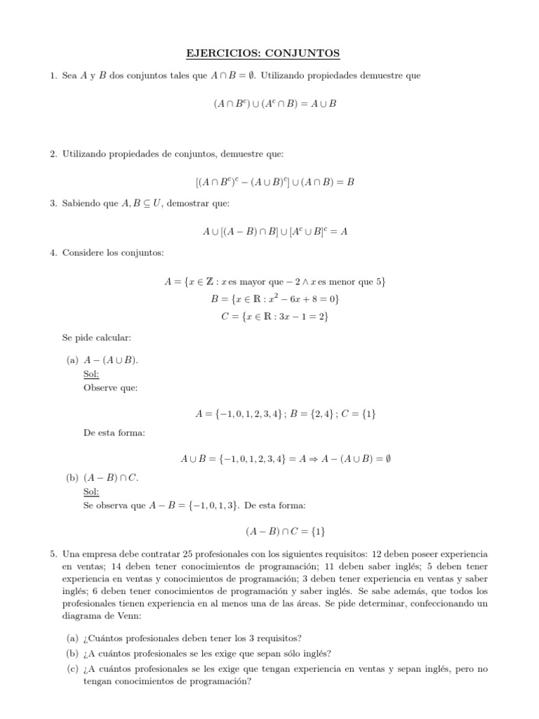 Ejercicios de Conjuntos y Diagramas de Venn | PDF