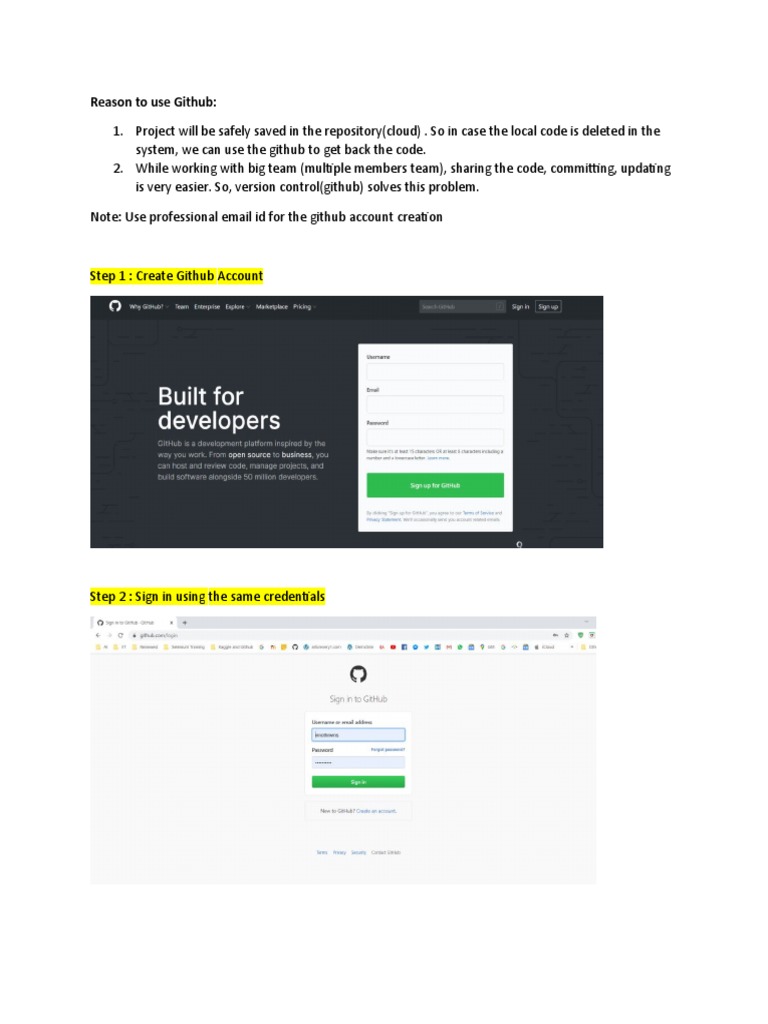 Steps to Create and Use GitHub Account | PDF