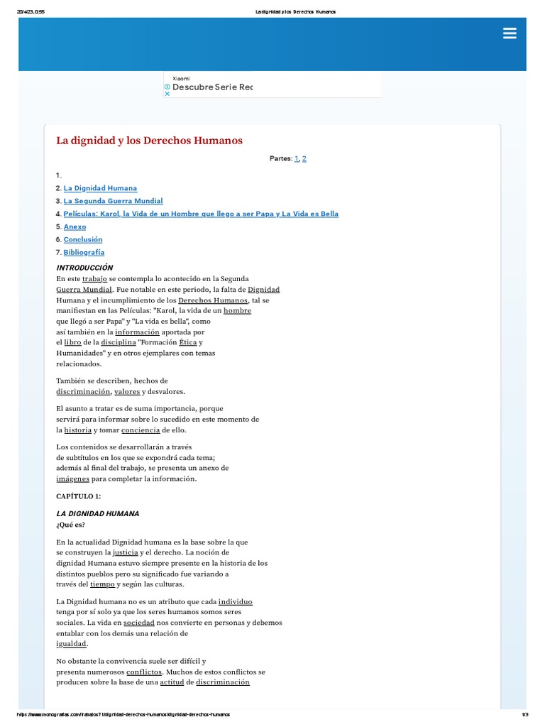 La Dignidad y Los Derechos Humanos | PDF | Discriminación | Derechos ...