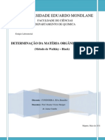 Determinação da Matéria Orgânica no Solo -CONDOEIRA,Silva