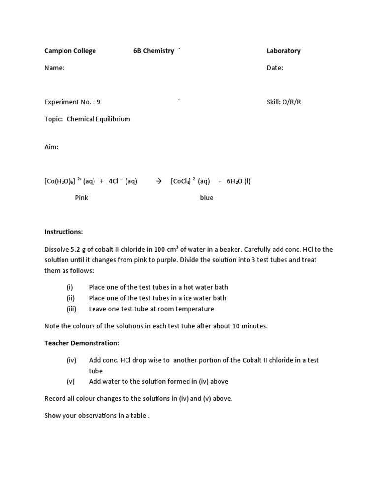 Chemical Equilibrium Lab Instructions (1) PDF