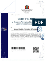 Certificado: VI Encuentro Plurinacional de Maestras y Maestros Educa Innova 2019