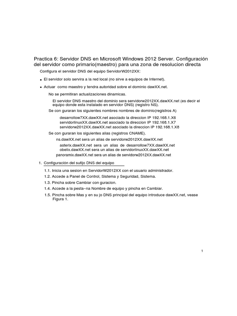 Configuración DNS en Windows Server 2012 | PDF | sistema de nombres de ...