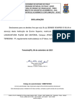 Declaração: Maria Adélia Costa Leal Diretora Do DAA Matricula: 177335-6 Portaria: 0161/14