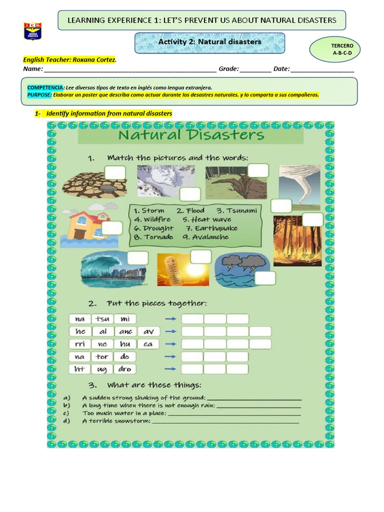 Activity 2 Natural Disasters Around The World 3ro | PDF