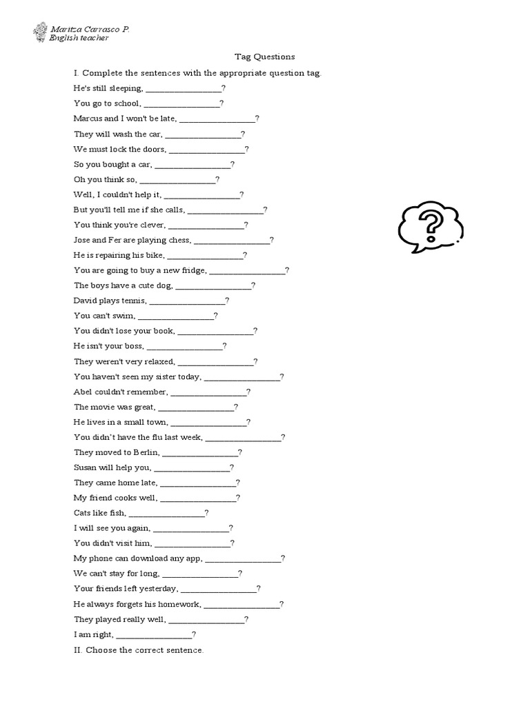 Tag Questions II PDF