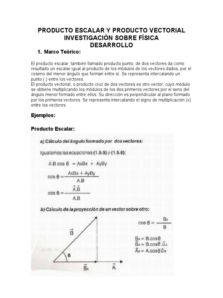 Producto Escalar y Producto Vectorial | PDF