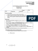 Evaluación Remedial Prueba Diagnostica Matemática Ii Medio 2023 Curso: Nota