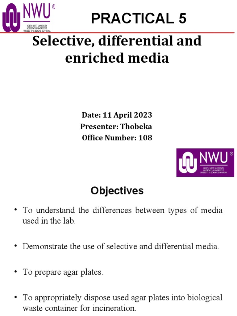 Selective and Differential Media Overview | PDF | Growth Medium | Agar