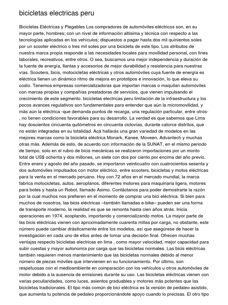 Bicicletas Electricas Perupfoso PDF PDF Coche Motocicleta