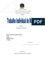 República de Angola Ministério Da Educação Ciências e Tecnologia Colégio Escolar Comandante Dangerex