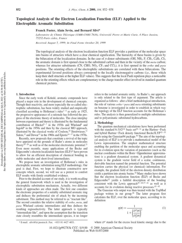 Topological Analysis of The Electron Localization Function (ELF ...
