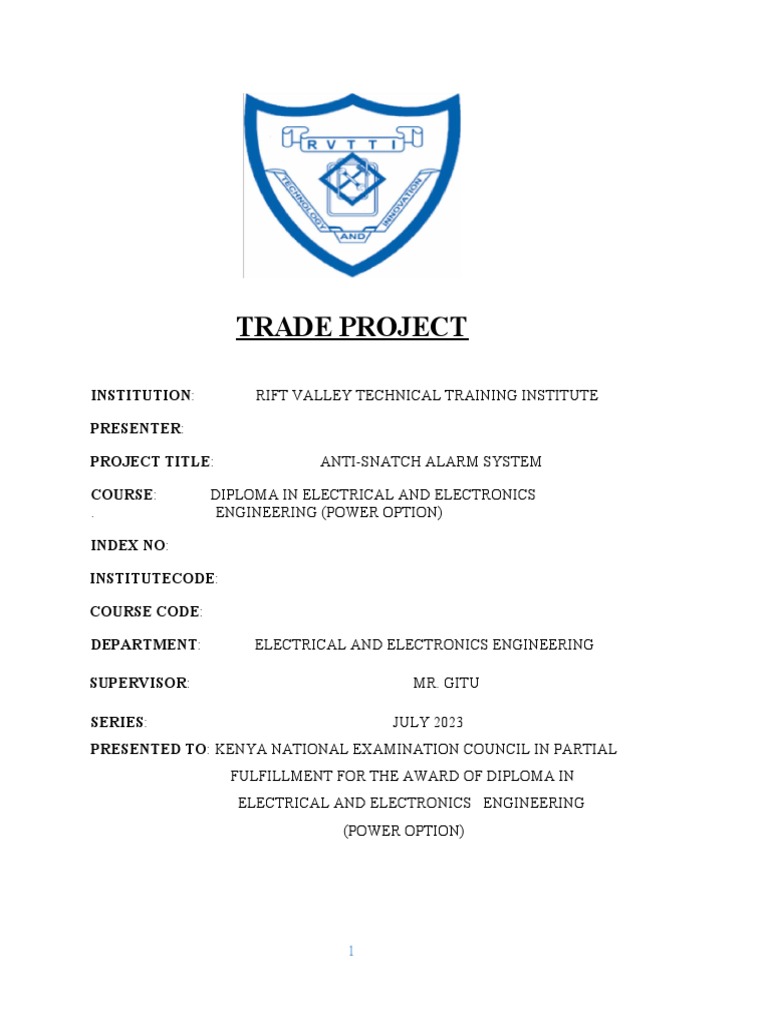 Anti-Snatch Alarm System Project Report | PDF | Resistor | Electrical ...