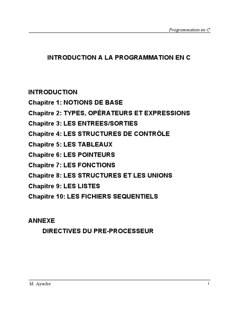 Introduction à la programmation en C | PDF | Technologie et ingénierie