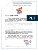 Secuencia Didáctica: "Nuestro Nombre Propio": Docente: Fundamentación