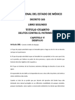 Código Penal Del Estado de México: Decreto 165 Libro Segundo Titulo Cuarto Delitos Contra El Patrimonio