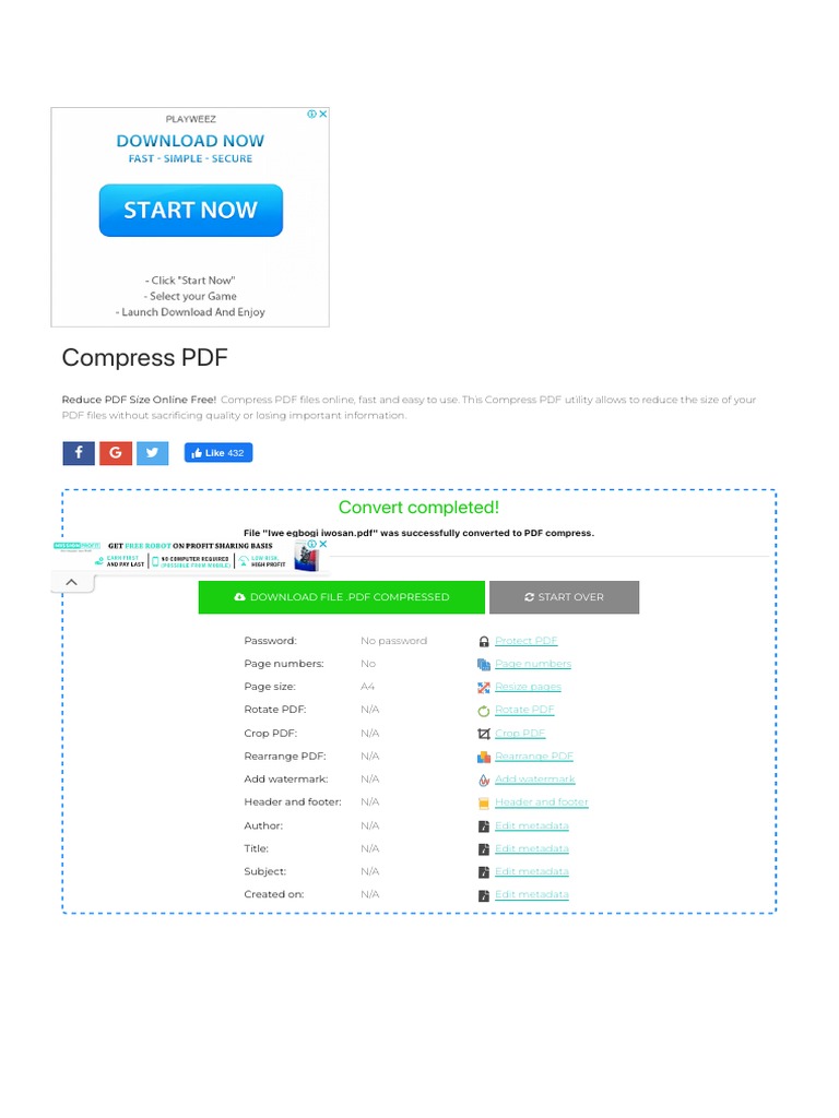 Compress PDF - Reduce PDF Online Free | PDF | Communication | Software