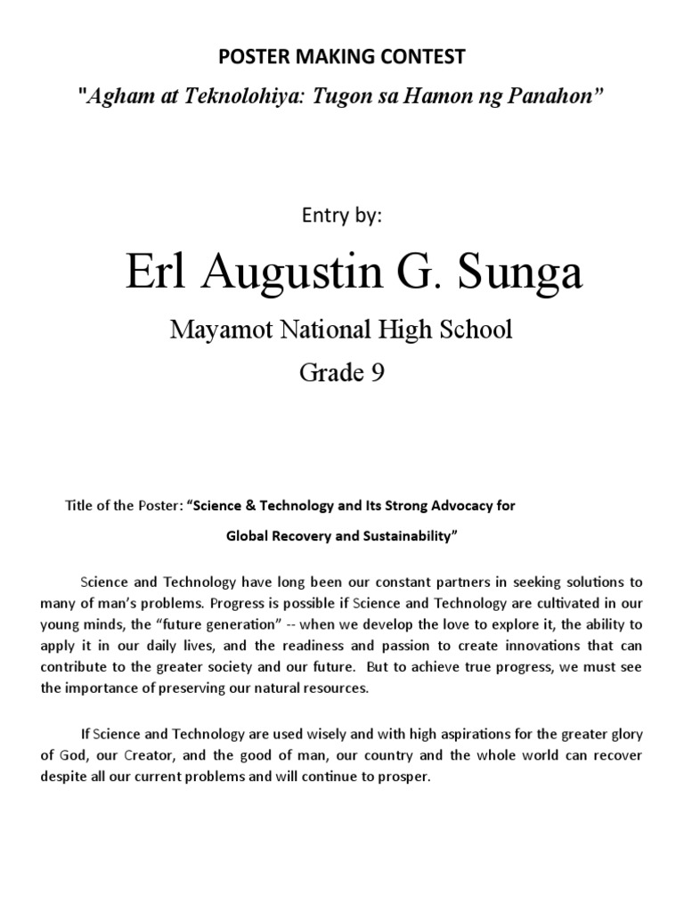 Poster Making Entry Erl Augustin G Sunga Pdf