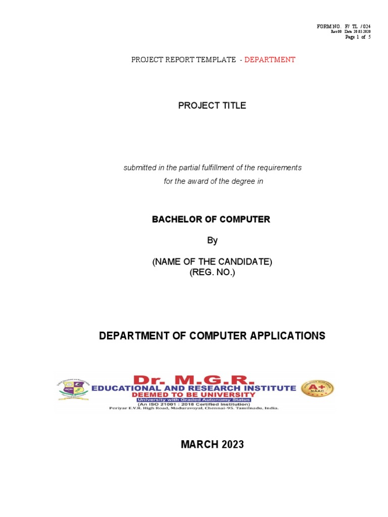 37 Project Report Template - Department | PDF | Publishing | Graphic Design