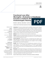 Functional Loss After Meningitis-Evaluation of Vestibular Function in Patients With Postmeningitic Hearing Loss
