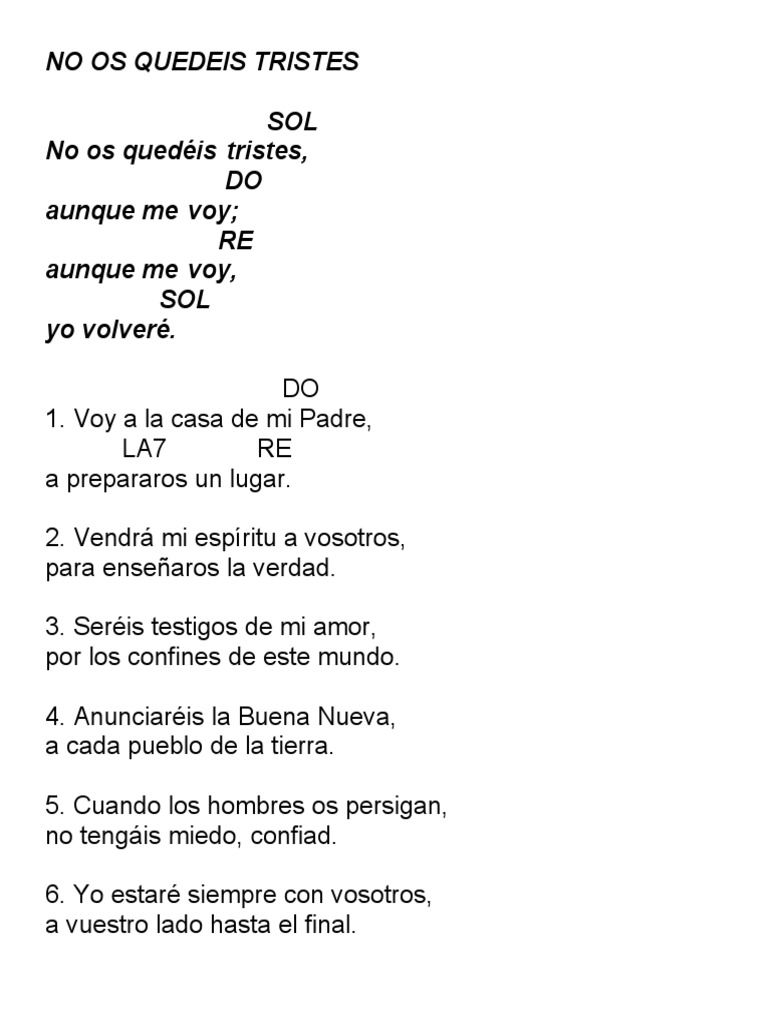 No os quedéis tristes: letra y acordes | PDF