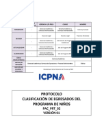 Protocolo Clasificación de Egresados Del Programa de Niños: PAC - PRT - 02 Versión 01