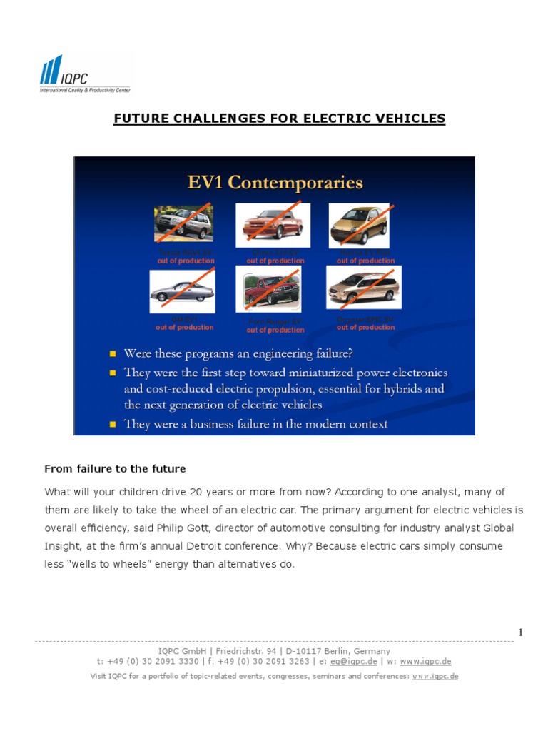 Electric Vehicle Challenges Ahead | PDF | Electric Vehicle | Battery ...