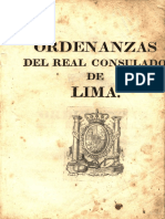 Ordenanzas Del Real Consulado de Lima. Reimpresion 1820.