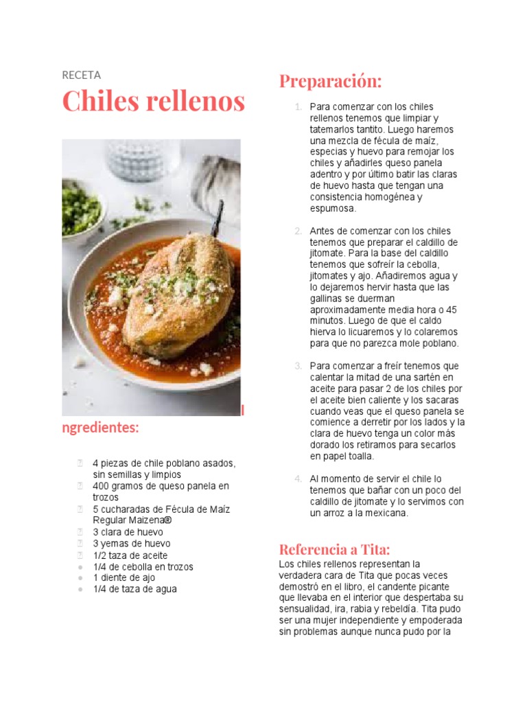 Chiles Rellenos: Preparación | PDF