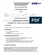 Área de Ciencias Naturales LABORATORIO DE FÍSICA. Física I. Actividad Experimental No. 1. Magnitudes Físicas y Su Medición