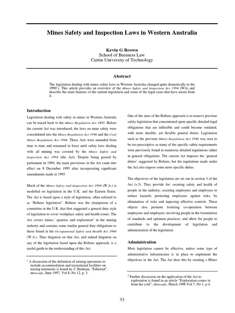 Mine Safety Act 1995 PDF Occupational Safety And Health Employment