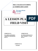 A Lesson Plan On Field Visit: Holy Family College of Nursing Subject: Nursing Education