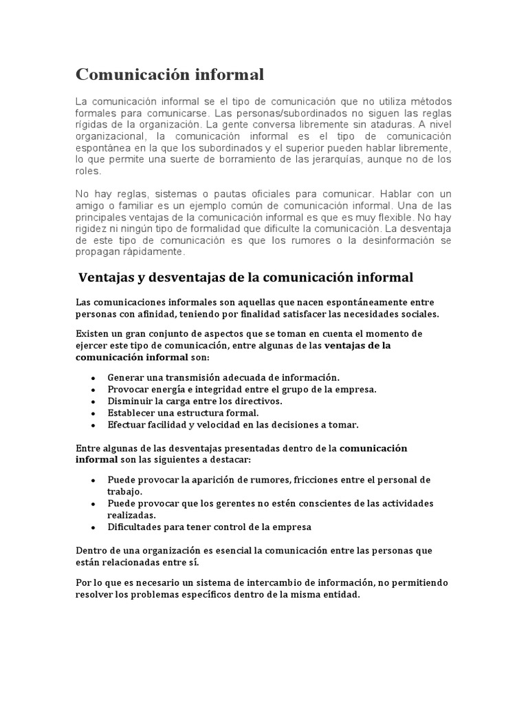 Comunicación Informal | PDF