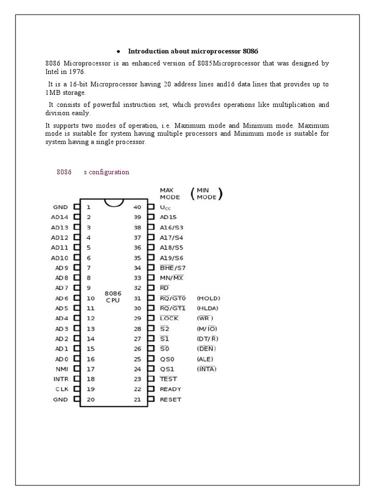 8086 Minimum Mode Interfacing Diagram | PDF | Central Processing Unit ...