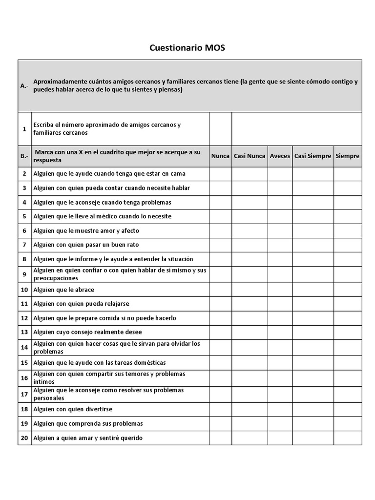 Cuestionario-MOS | PDF