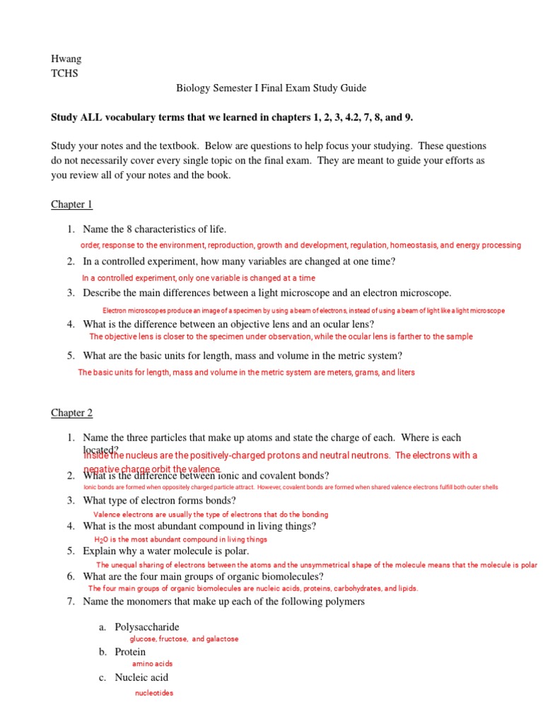 Kami Export Semester I Final Exam Study Guide Bio23 Download Free PDF Cellular