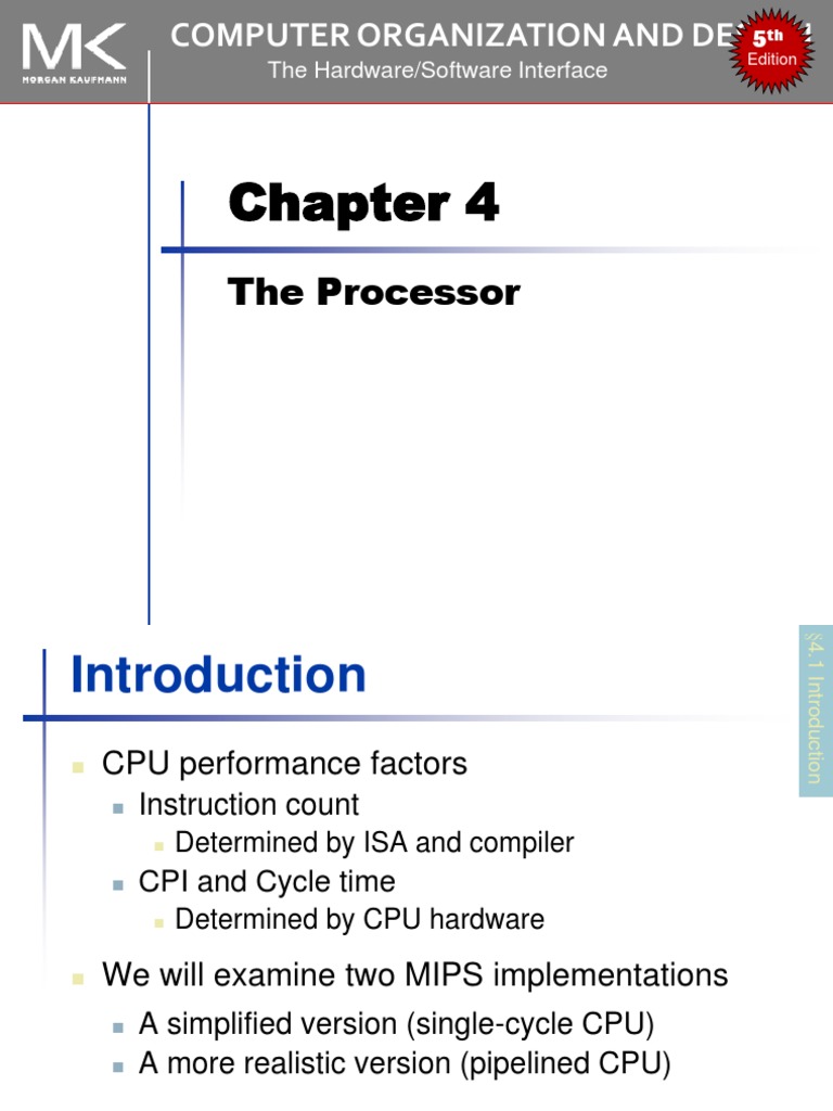 The Processor Computer Organization and Design PDF Central