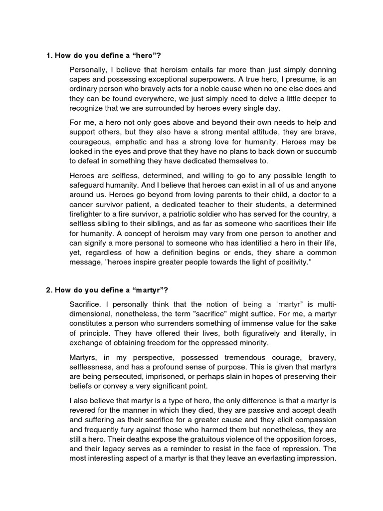 HOW DO YOU DEFINE A HERO AND MARTYR | PDF | Hero | Martyr